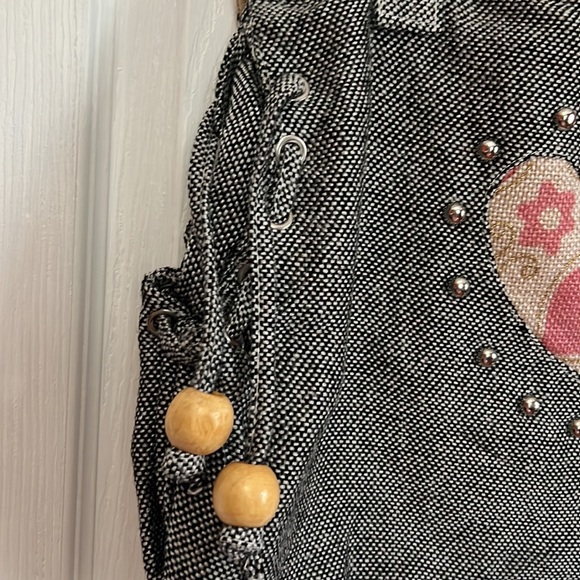 Womens Shoulder Bag Medium Wooden Beads Grey Pink Zipper Pockets ❤️ Front NWOT - Picture 3 of 12